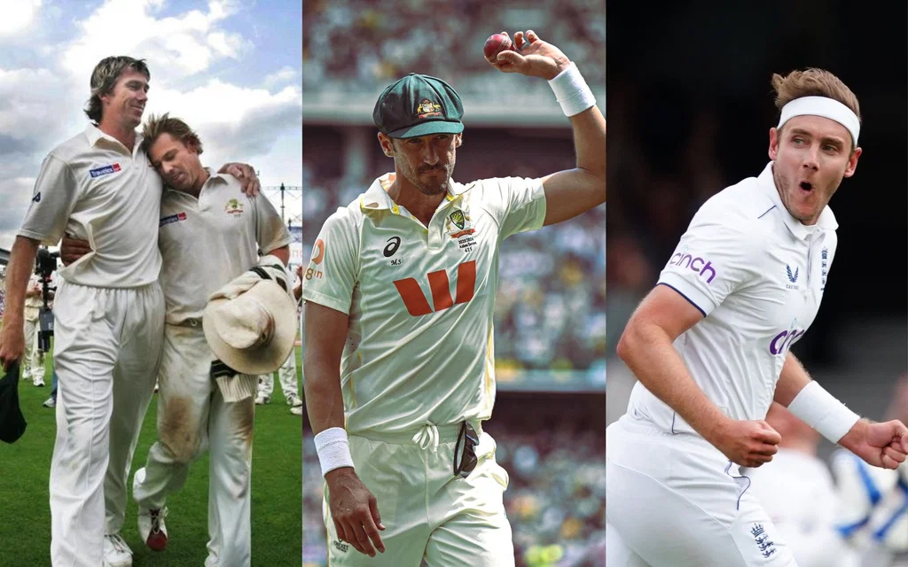 Shane Warne, Glenn McGrath, Stuart Broad and Mitchell Starc feature in top-5 Ashes wicket-takers [Source: PictureSporting, HardCricketpix, Oam_16/X.com]